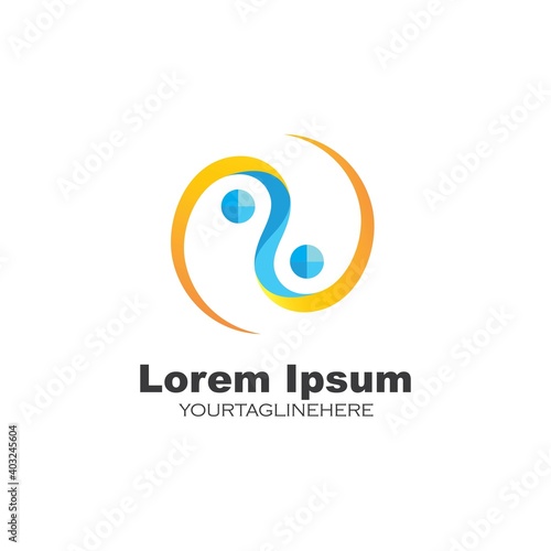 yin yang people concept design vector icon illustration