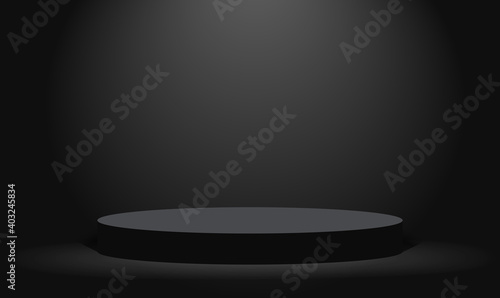 Dark platform or empty pedestal. Podium for product. Vector