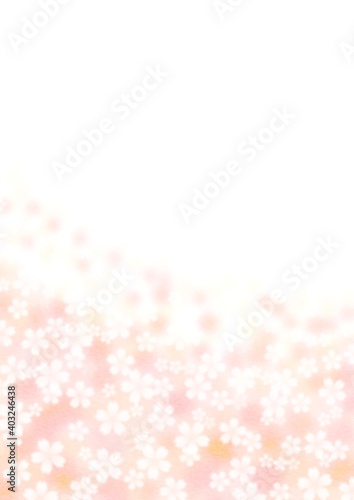 画面下に桜の花が淡く咲くイラスト no.02