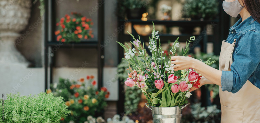 Fototapeta premium Modern business, shop owner and flower studio