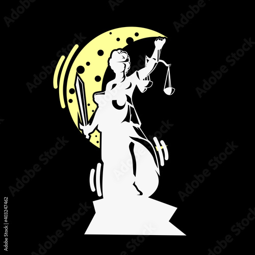 Moon And Justice Logo Design Vector
