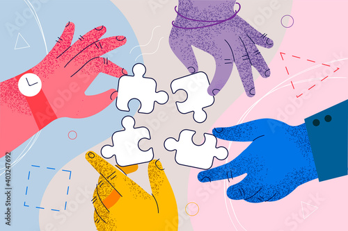 Teamwork, cooperation, business collaboration concept