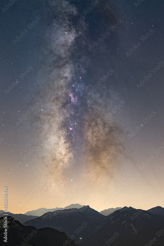 milky way above the alps