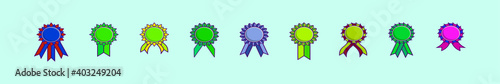 set of cockade with ribbon cartoon icon design template with various models. vector illustration isolated on blue background