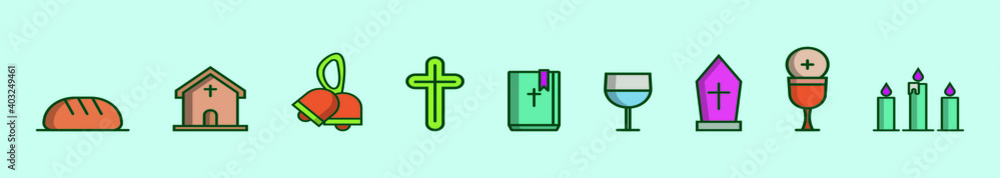 Fototapeta premium set of christian cartoon icon design template with various models. vector illustration isolated on blue background