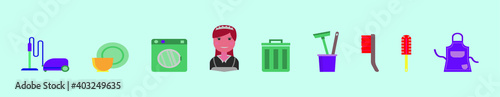 set of housemaid cartoon icon design template with various models. vector illustration isolated on blue background