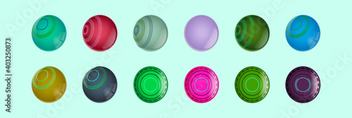 set of bocce lawn ball cartoon icon design template with various models. vector illustration isolated on blue background