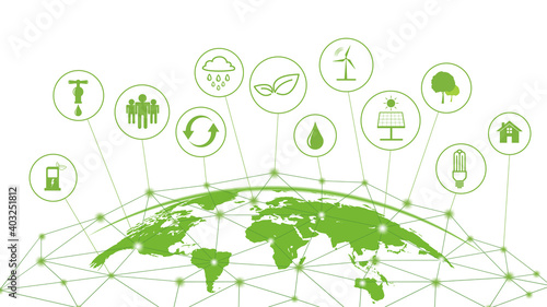 Global sustainability network concept, Vector illustration