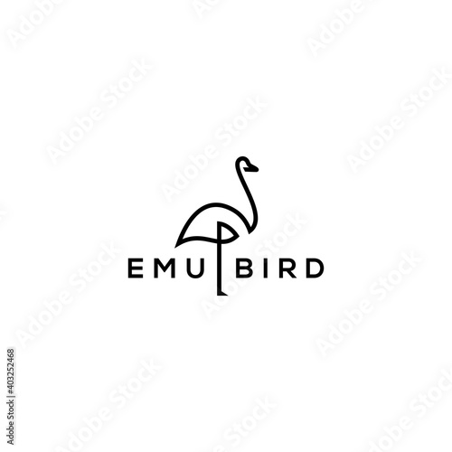 emu bird line outline logo vector icon design, in simple abstract modern style illustration