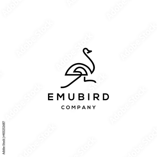 Fototapeta Naklejka Na Ścianę i Meble -  emu bird line outline logo vector icon design, in simple abstract modern style illustration