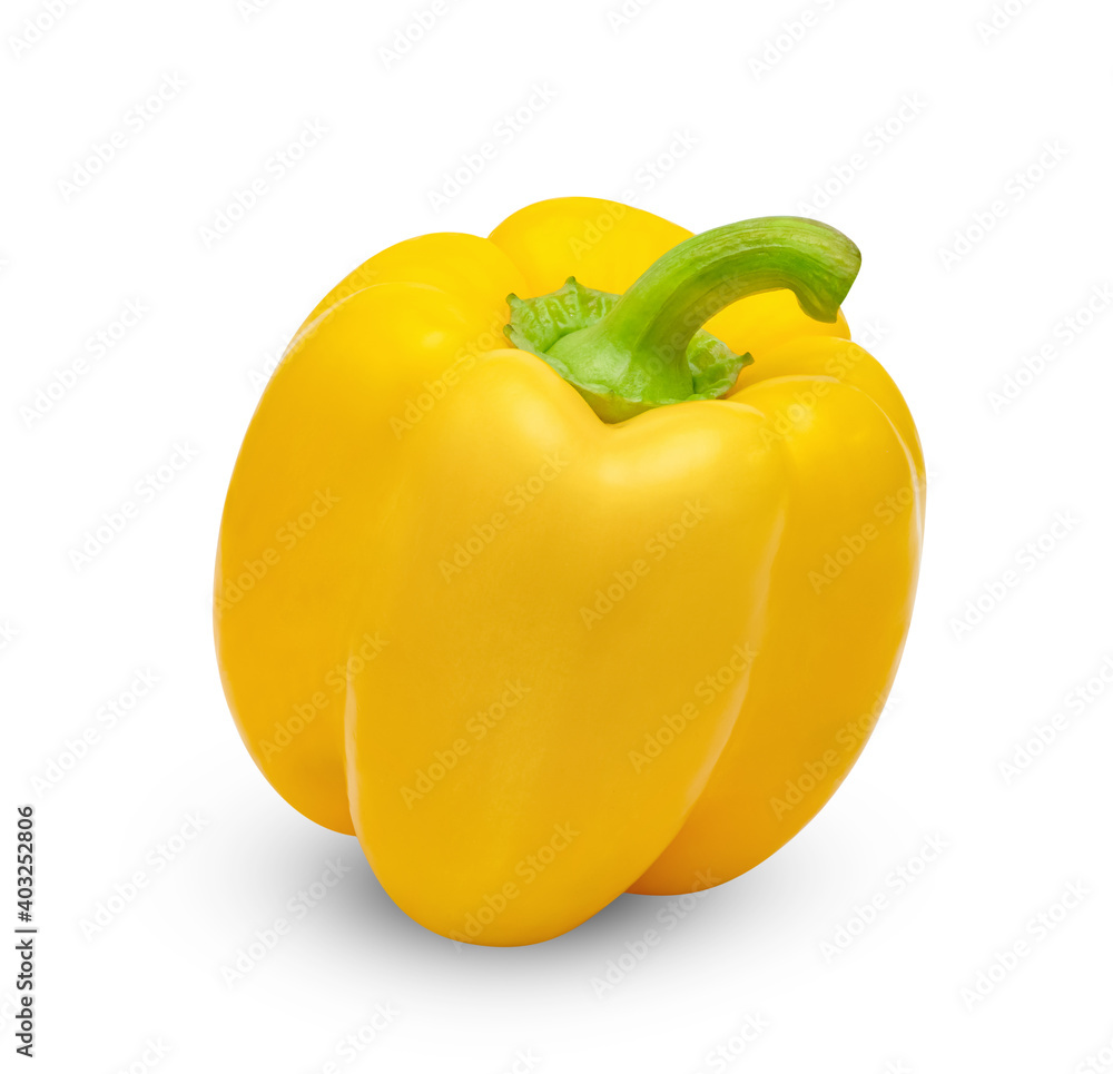 Yellow sweet bell pepper isolated on white background ,include clipping path