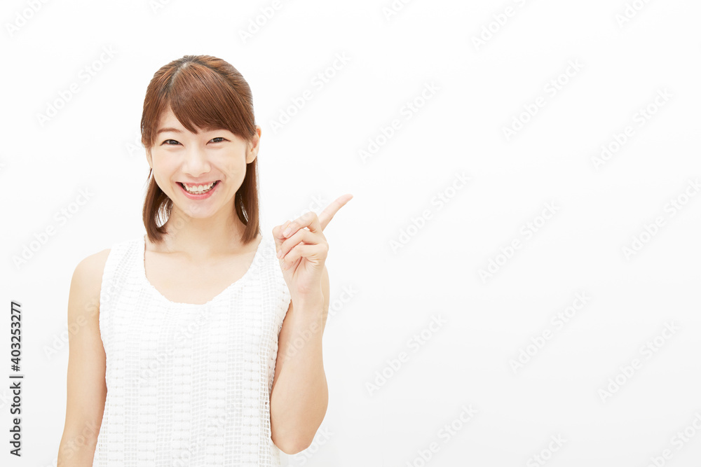 女性 指差し 女性 指差し