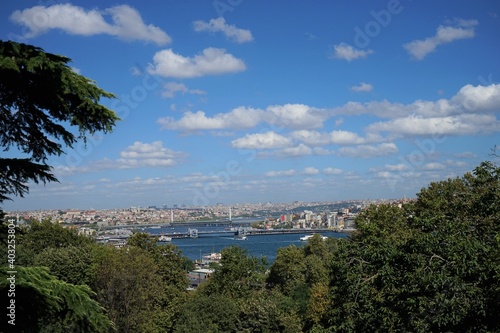 Panoramic view of Bosporus or Bosphorus, Strait of Istanbul - Landscape from old town in Istanbul, Turkey © Eric Akashi