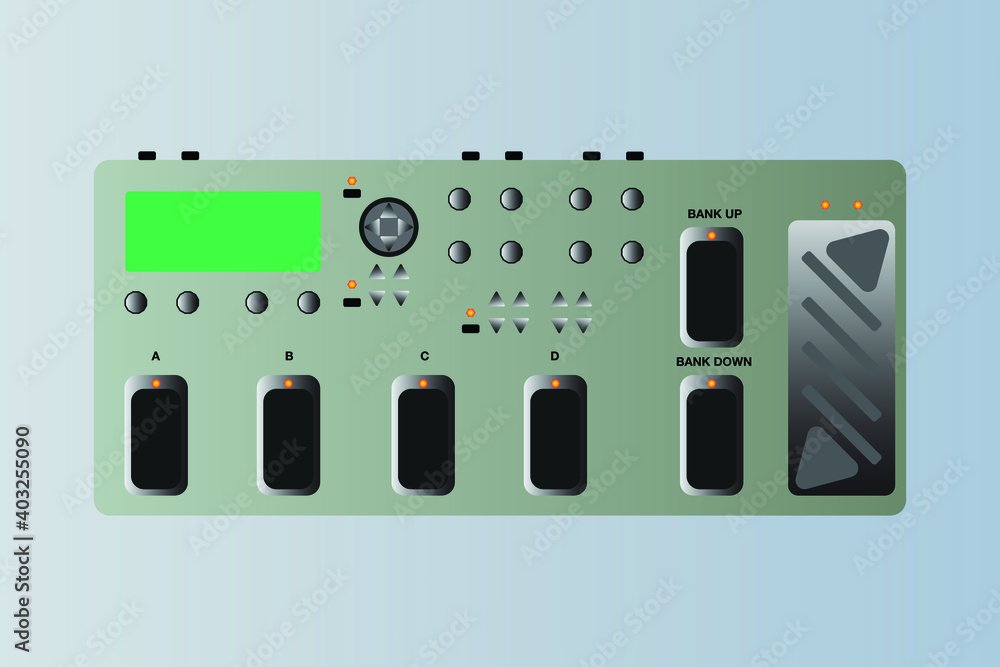 Guitar Digital Effects Processor Vector Illustration for Online Music