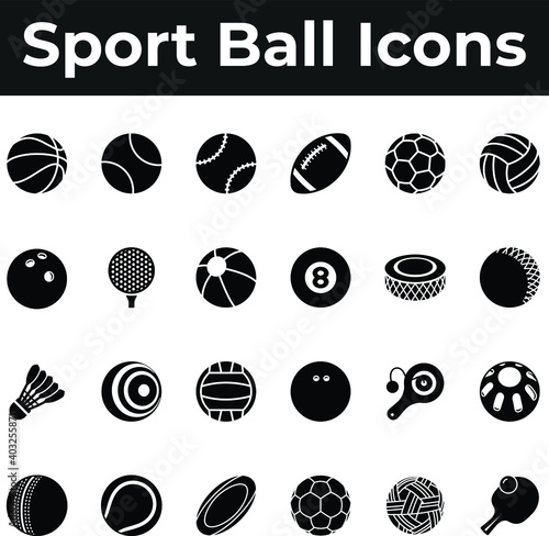 Sport ball game play icon set
