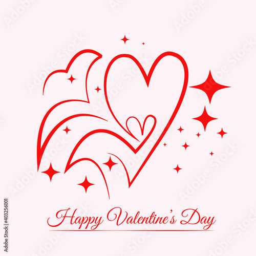minimal line heart background with sparkling shape for valentine