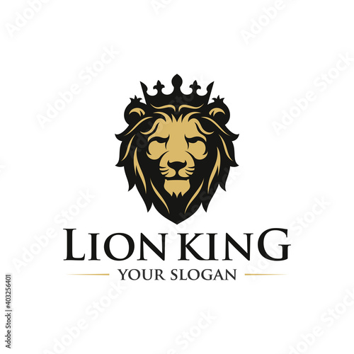 Luxury Golden Royal Lion King logo design inspiration