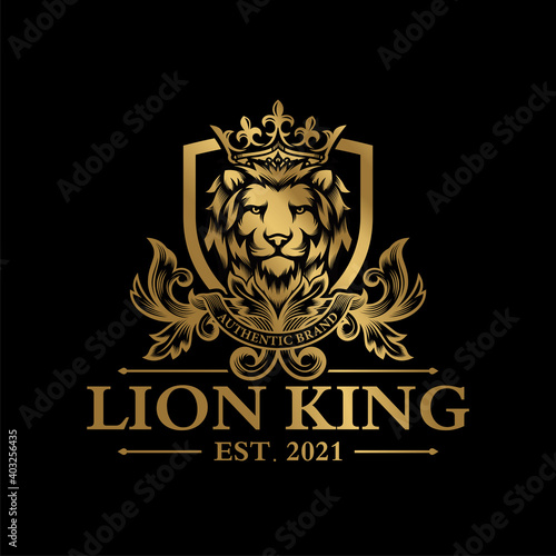 Luxury Golden Royal Lion King logo design inspiration