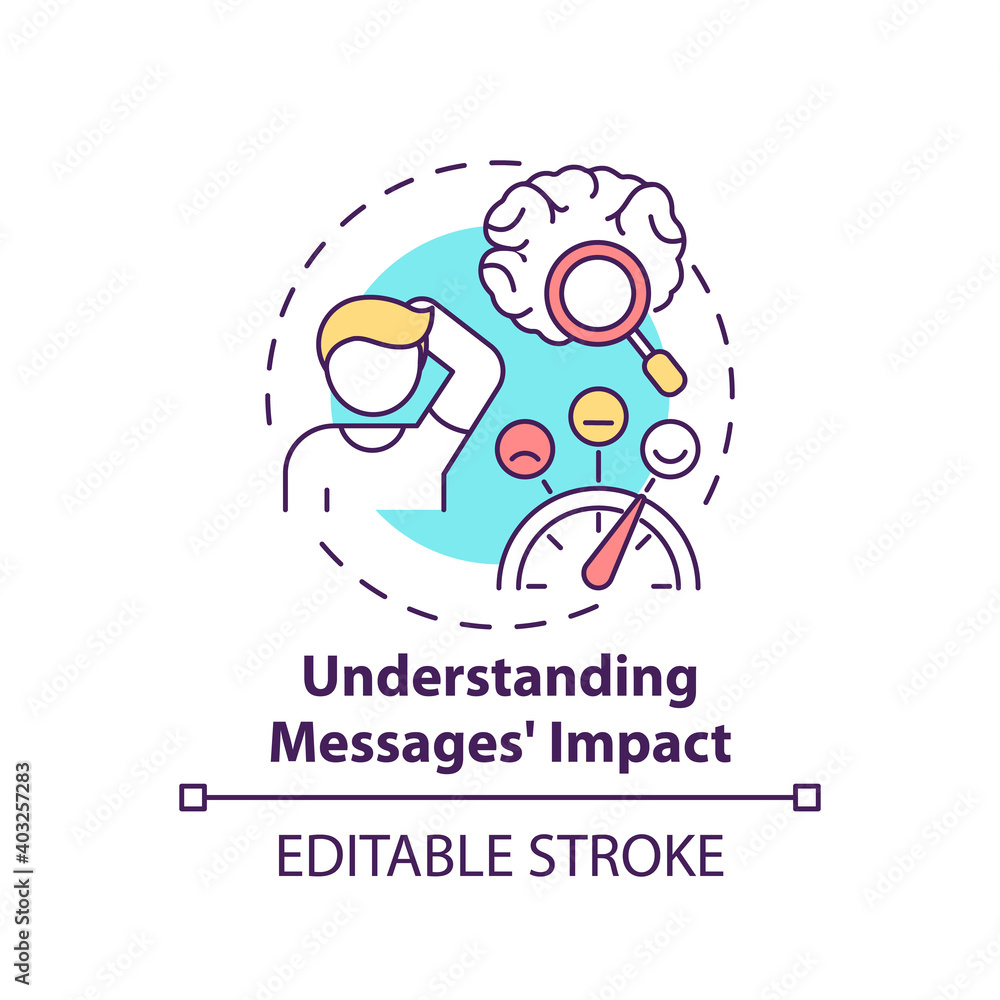 Understanding messages impact concept icon. Media literacy elements idea thin line illustration. Frequent misunderstanding and frustration. Vector isolated outline RGB color drawing. Editable stroke Understanding messages impact concept icon. Media literacy elements idea thin line illustration. Frequent misunderstanding and frustration. Vector isolated outline RGB color drawing. Editable stroke