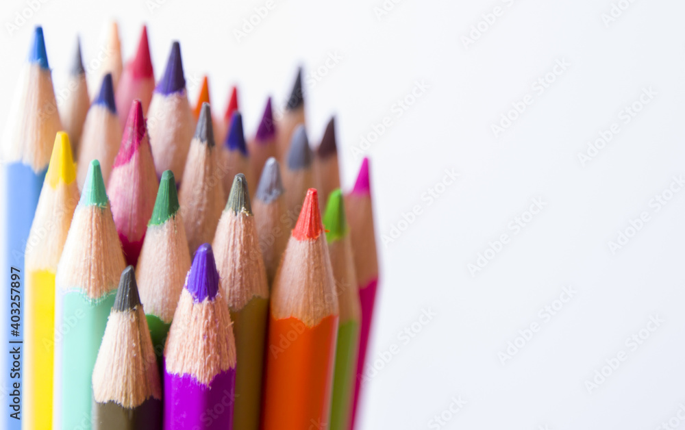 Assortment of coloured pencils on white background Assortment of coloured pencils on white background