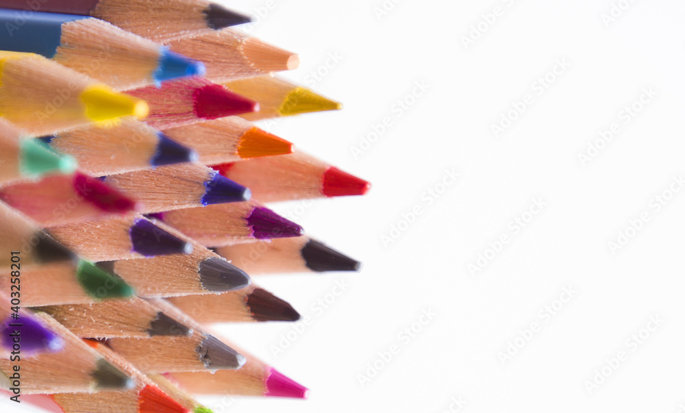 Assortment of coloured pencils on white background Assortment of coloured pencils on white background