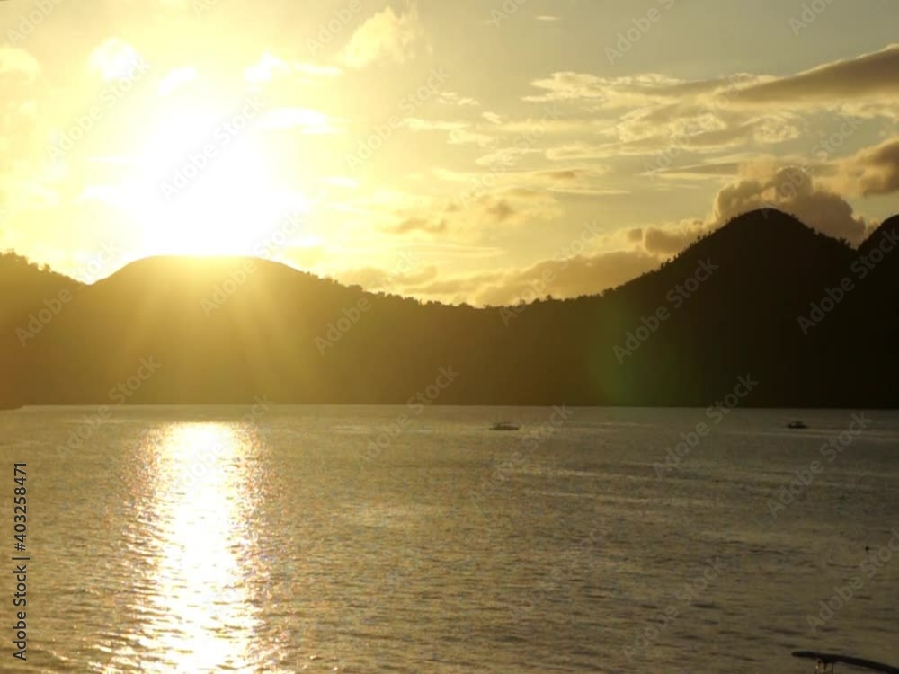Beautiful sunset in the Pacific Ocean on Palawan island. Beautiful sunset in the Pacific Ocean on Palawan island.