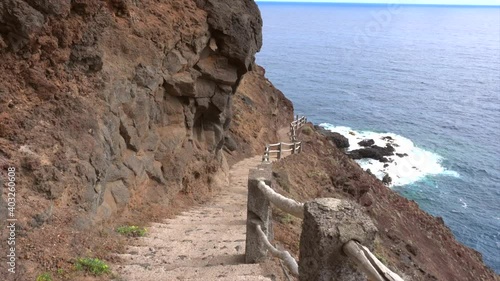 Downhill trail heading to Nogales beach in the east of the island of La Palma, Canary Islands. Spain photo