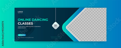 Dancing online class  facebook cover banner webinar template social media post