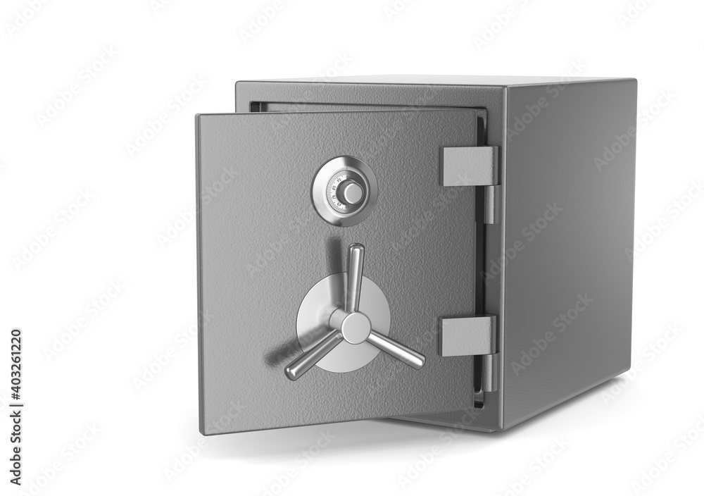 Metal security safe box onw white background Metal security safe box onw white background