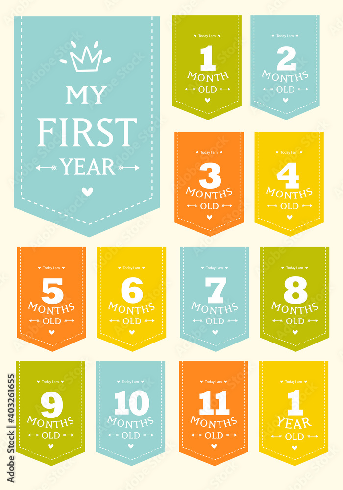 Print. set of stickers for children from birth to one year. It can be ...