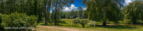 Panoramic summer view of a land in Willsboro Point NY