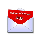 Red new year card with text 