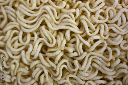 Instant dry noodles texture. Unhealthy fast food.