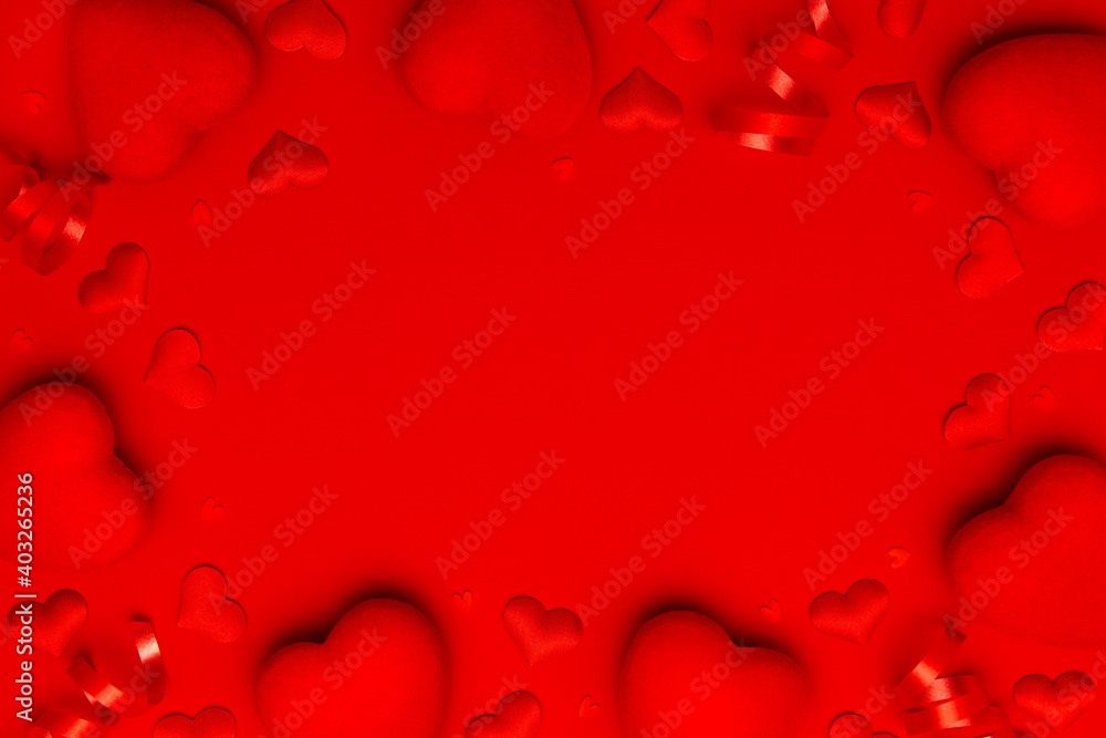 Valentine's day or Wedding romantic frame with red hearts on red background. Love concept. Valentine's day or Wedding romantic frame with red hearts on red background. Love concept.