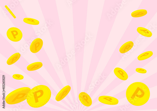 Gold coins explosion.Isolated on a concentrated background.