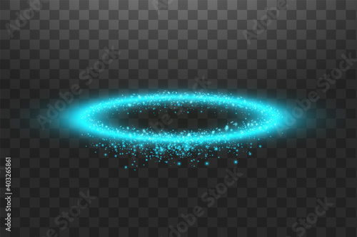Blue halo angel ring. Isolated on black transparent background, vector illustration