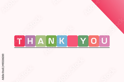 a word of thanks, white lettering on a pastel-colored square