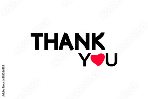 Vector thank you type logo with heart icon on white background