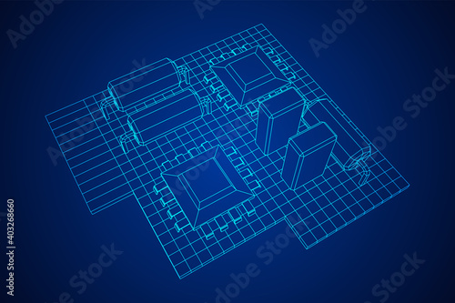 Circuit board. Electronic computer components motherboard.