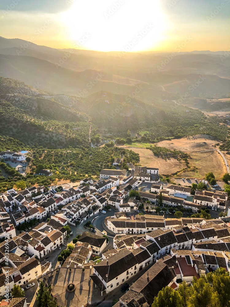 Sunset over a south spanish white village.
