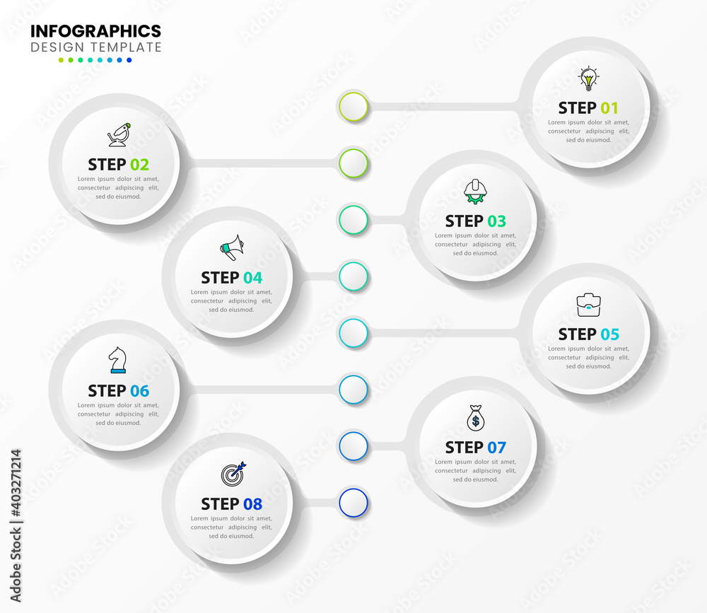 Infographic design template. Timeline concept with 8 steps Infographic design template. Timeline concept with 8 steps