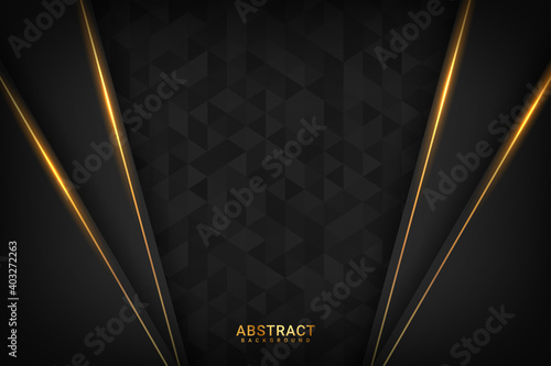 Abstract shape dark and golden color luxury background