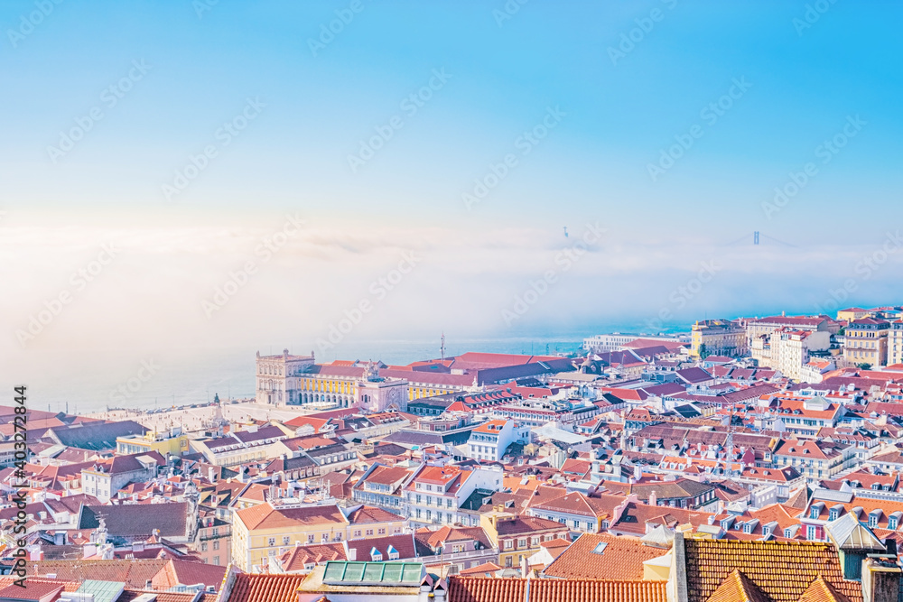 Obraz premium Colorful top view on Lisbon, Portugal
