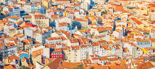 Colorful top view on Lisbon  Portugal