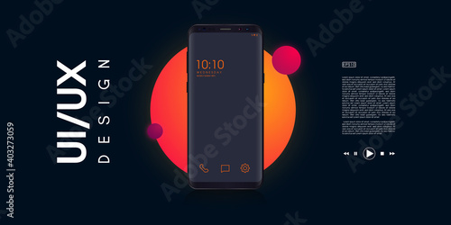 UI or UX design concept, conceptual illustration of smartphone, mobile app or website with multiple option in retro effect background- Vector Illustration.