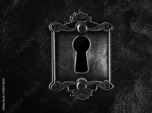 Vintage lock keyhole closeup photo
