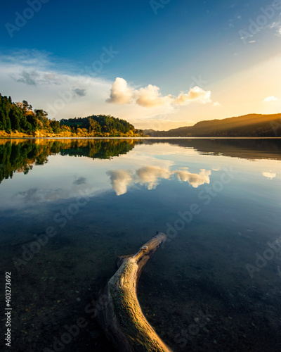 Reflections on furnas lagoon, Azores, Portugal