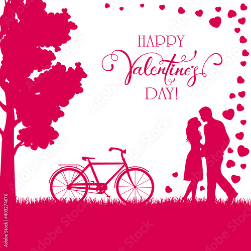 Pink Valentines Background with Couple