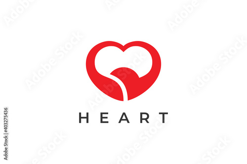 Abstract Heart Logo. Red Decorative Hand Drawn Heart Calligraphy Style isolated on White Background. Flat Vector Illustration Design Template Element. © sangart