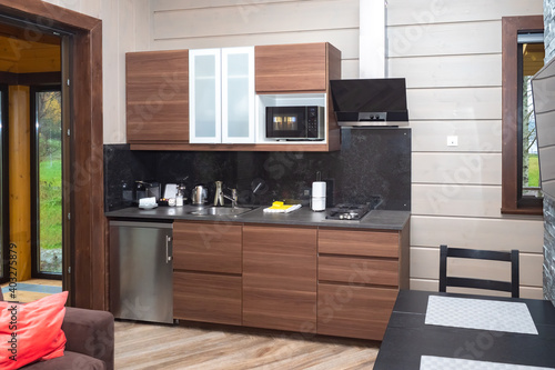 Interior of cooking area in...